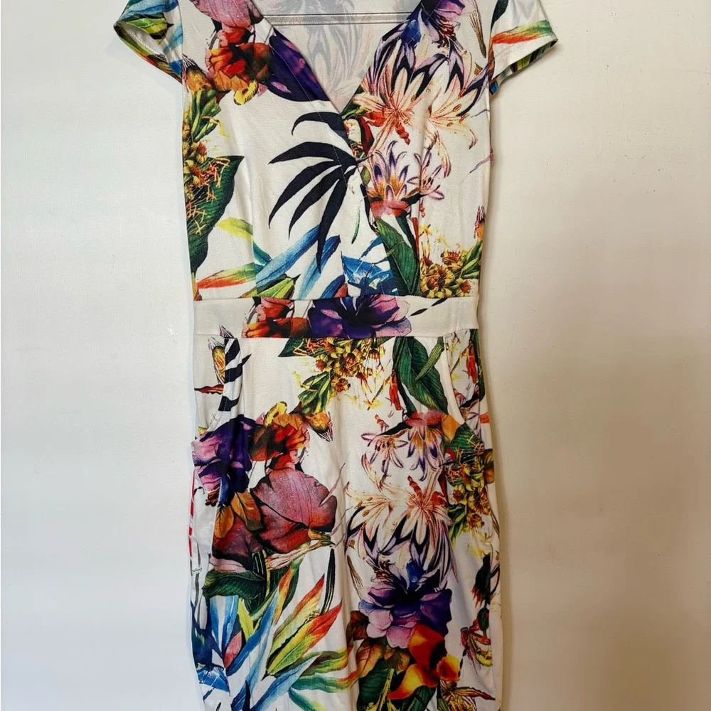 Tropical Floral Women's Midi Dress - Picture 1 of 3